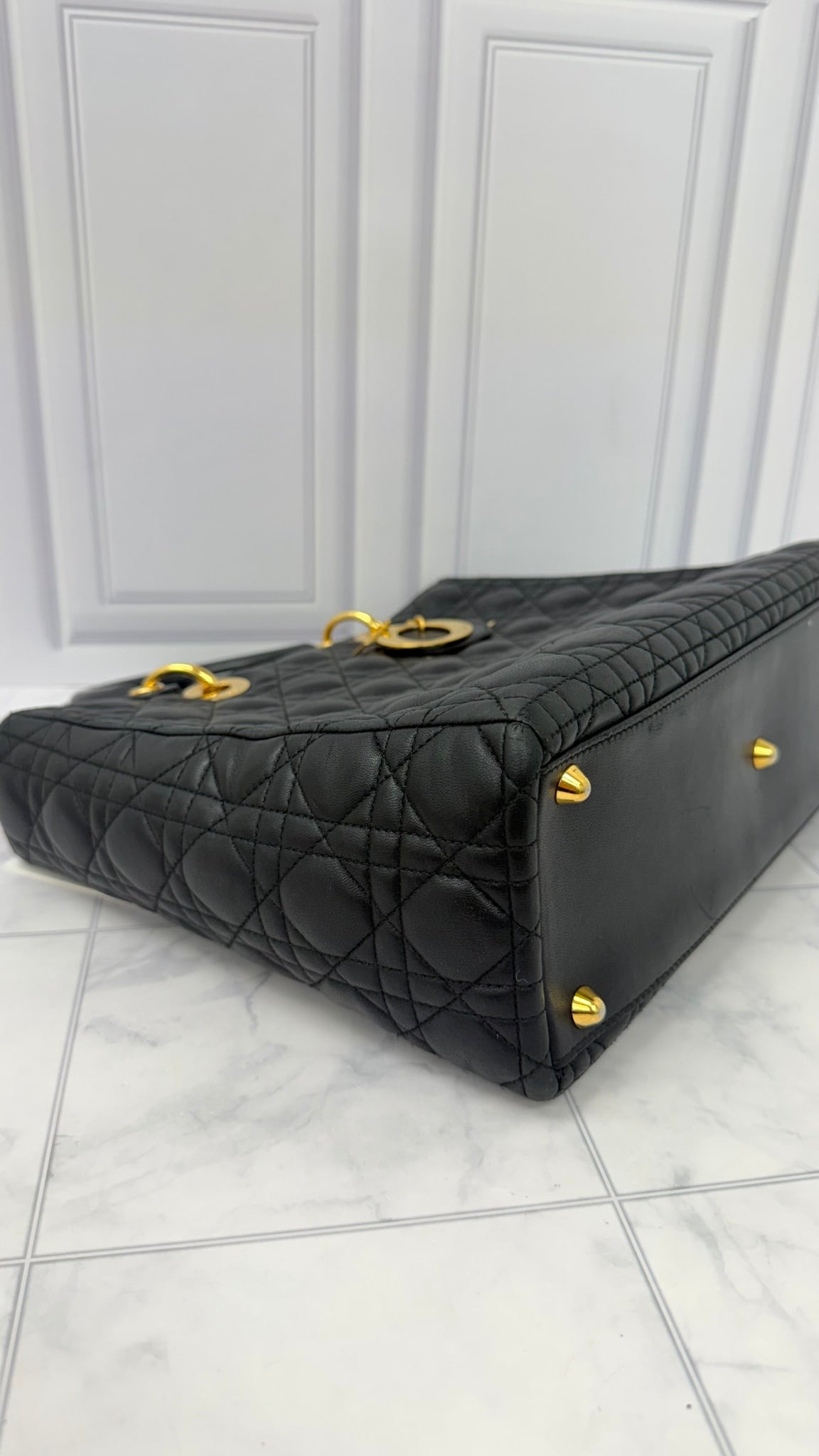 Christian Dior Black Quilted Lambskin Lady Dior Handbag