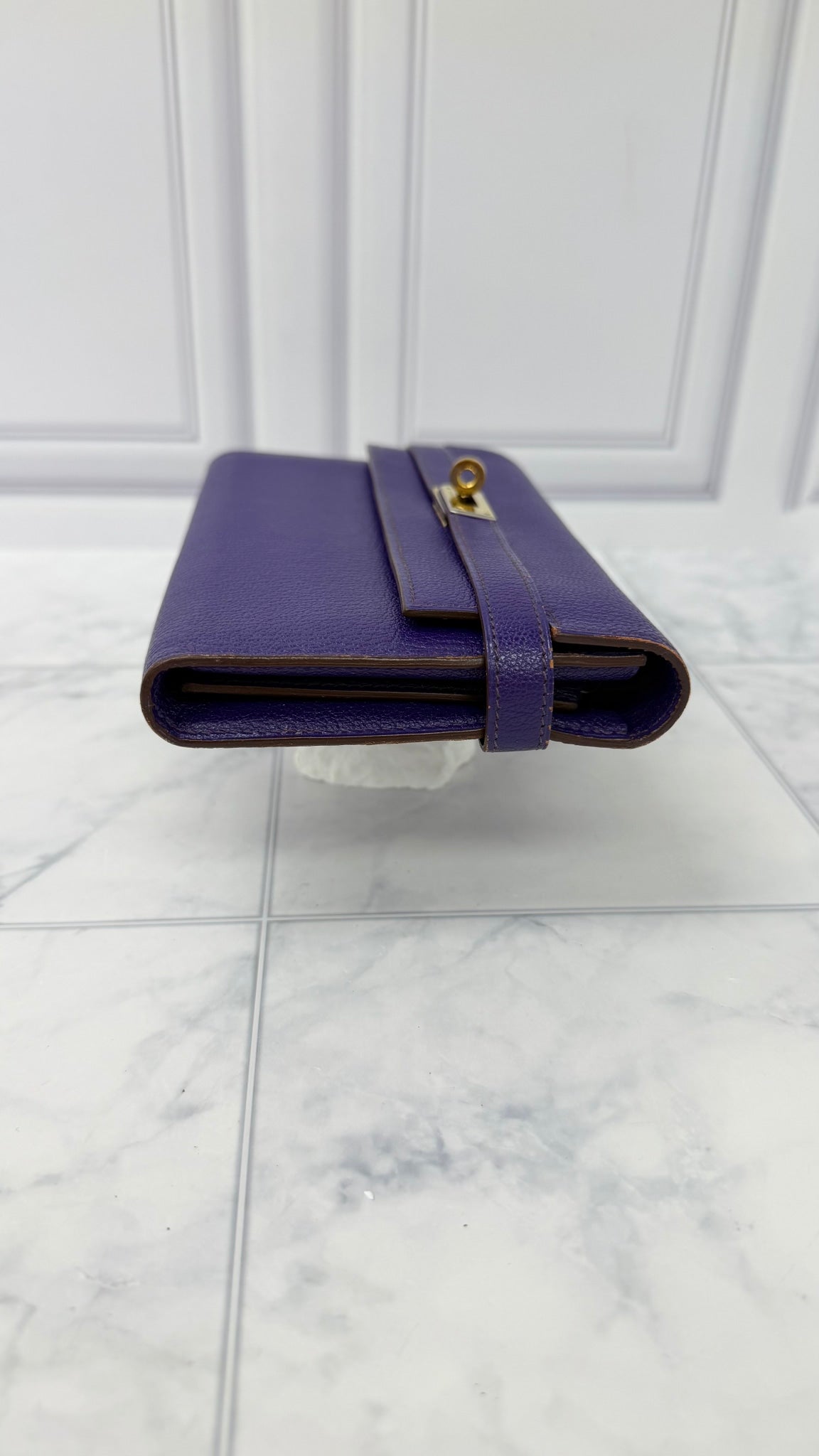 Hermes Purple Epsom Leather Kelly Wallet 
