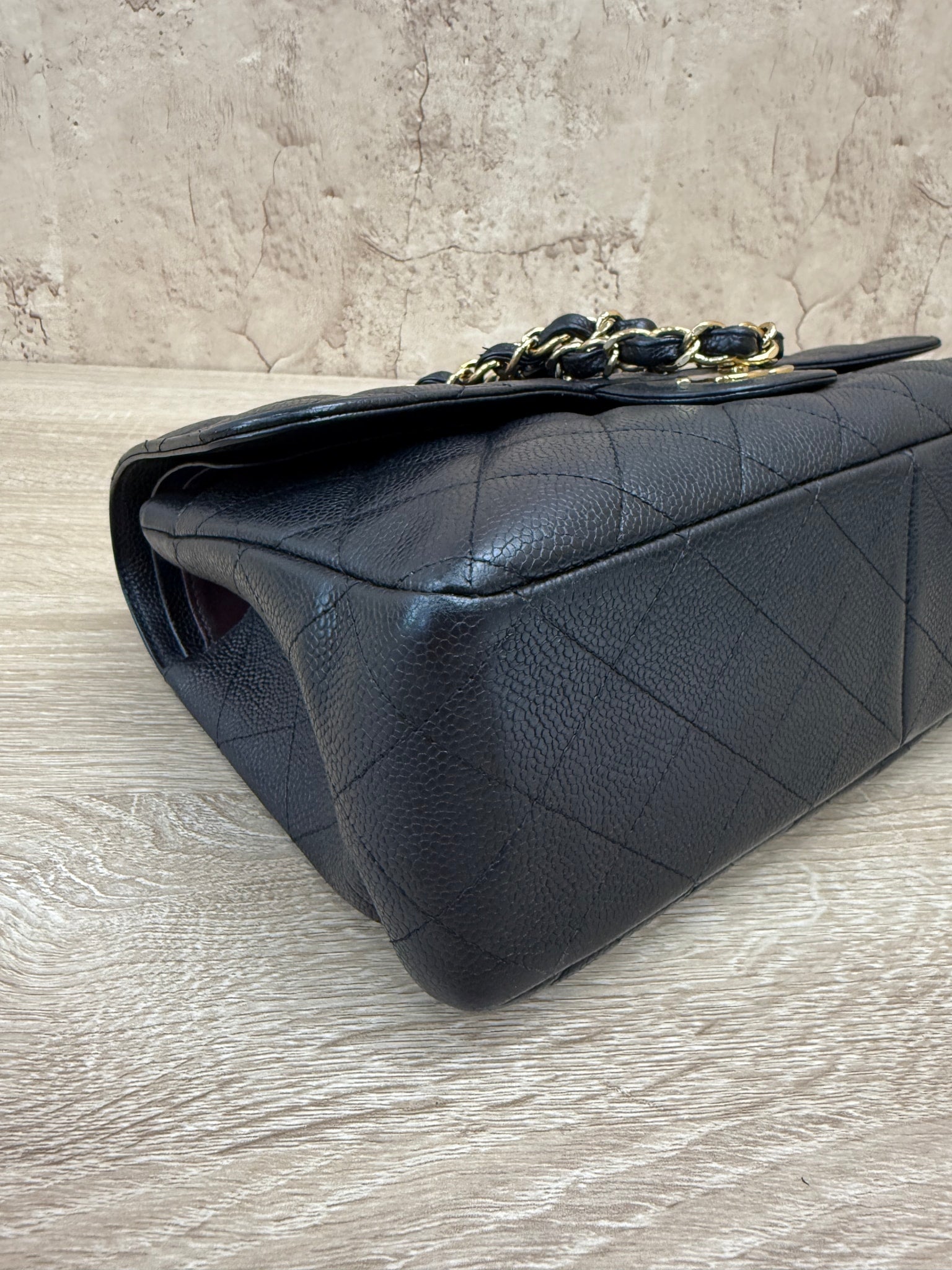 Chanel Black Caviar Leather Jumbo Classic Double Flap 