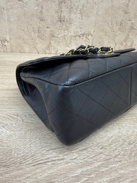 Chanel Black Caviar Leather Jumbo Classic Double Flap 