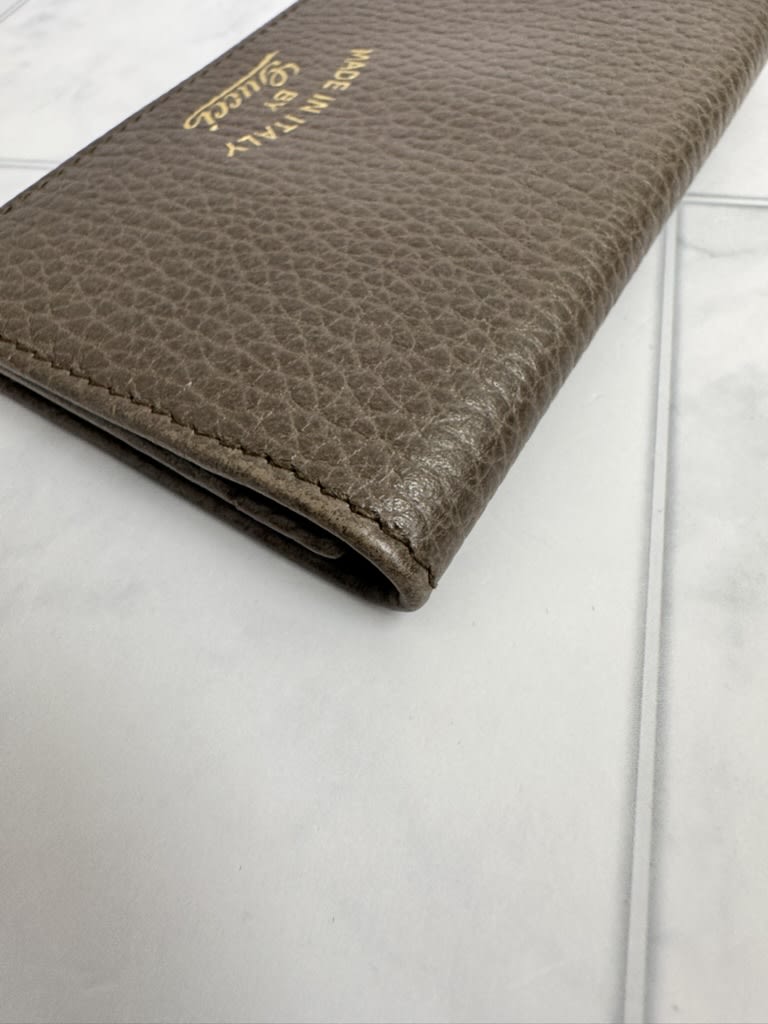 Gucci Brown Grained Leather Swing Card Case