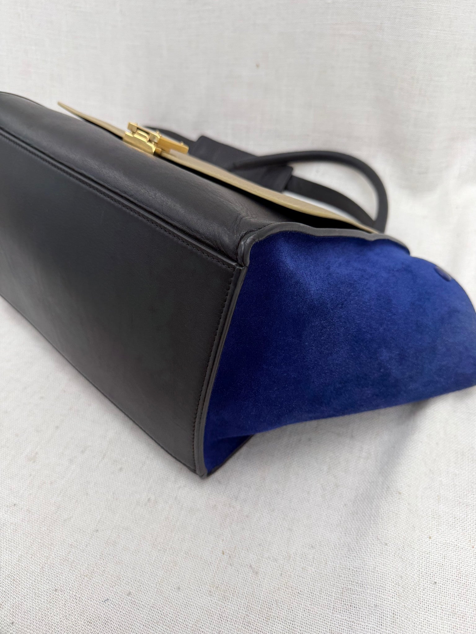 Celine Tri Colore Suede & Leather Medium Trapeze Handbag