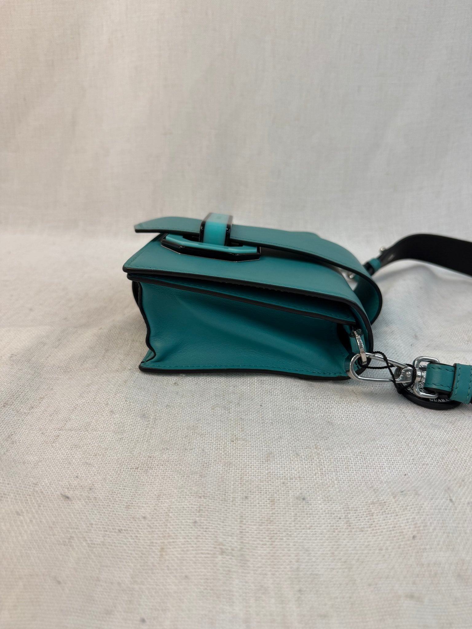 Prada Teal Leather Plex Ribbon Shoulder Bag