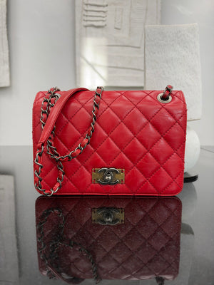 Chanel Red Quilted Calfskin Soft Small Boy Flap Bag