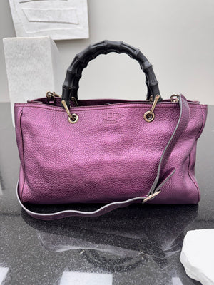Gucci Metallic Purple And Bamboo 2Way Bag