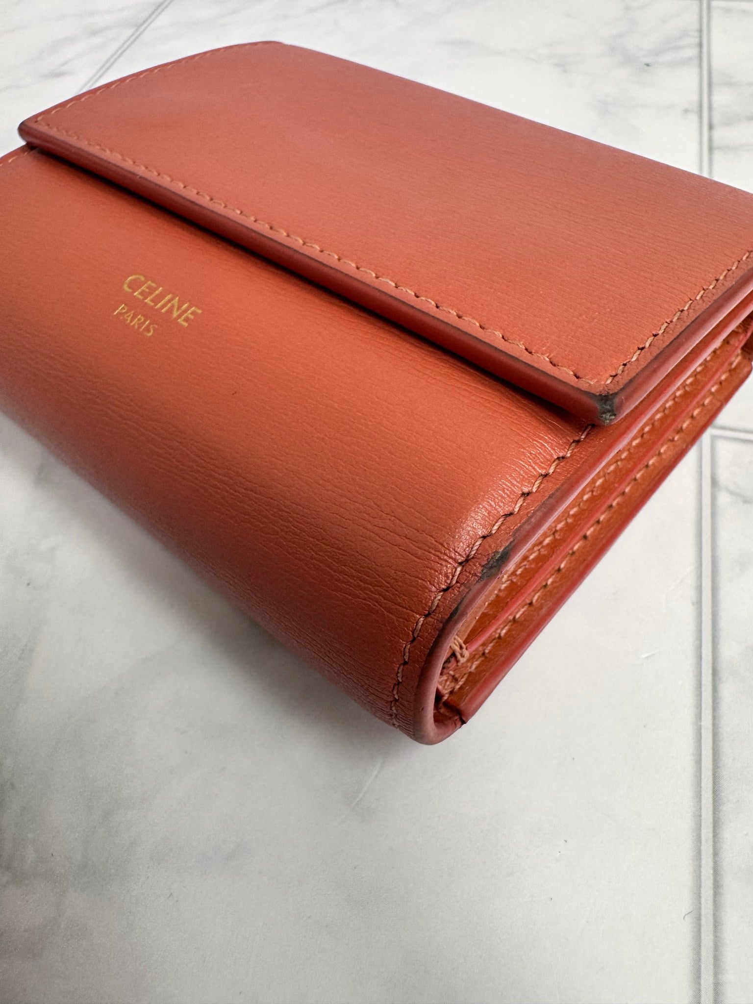 Celine Peach Small Trifold Wallet
