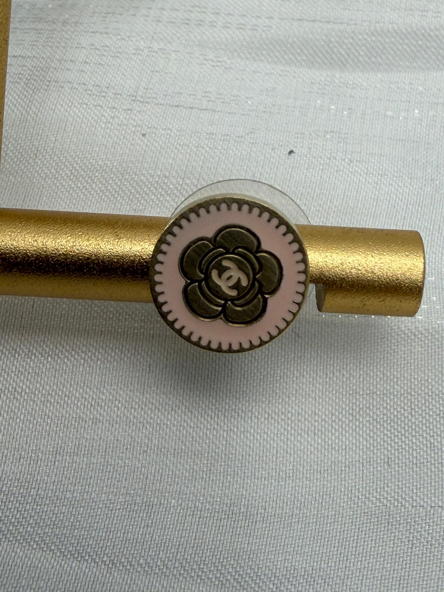 Chanel Vintage Pink Camellia Flower Earrings 