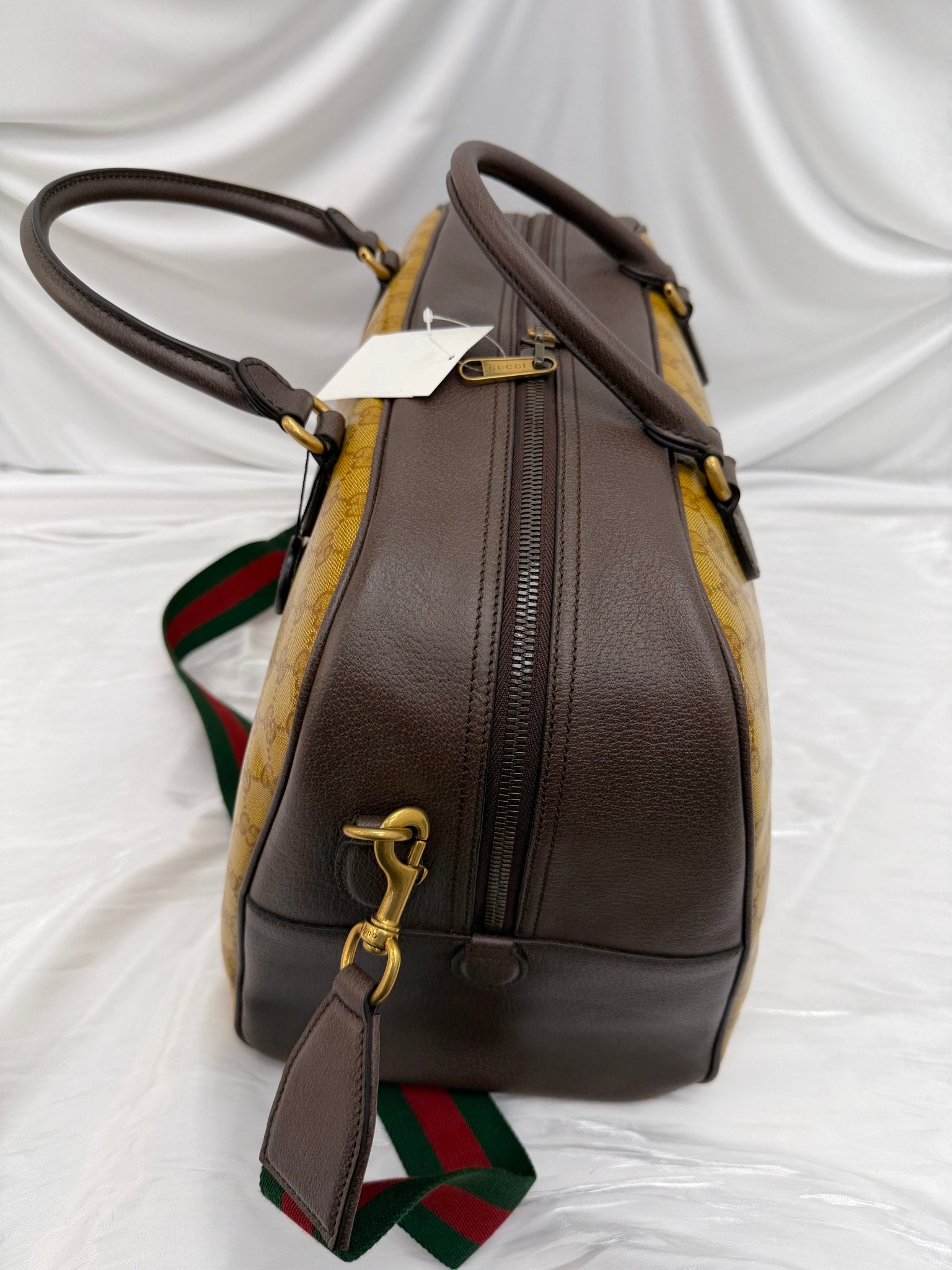 BRAND NEW- Gucci x Adidas GG Coated Canvas & Brown Leather Large Duffle Bag