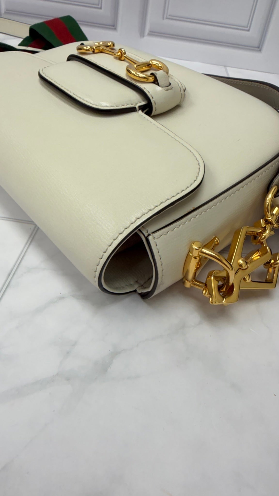 Gucci Ivory Leather 1955 Small Horsebit Crossbody