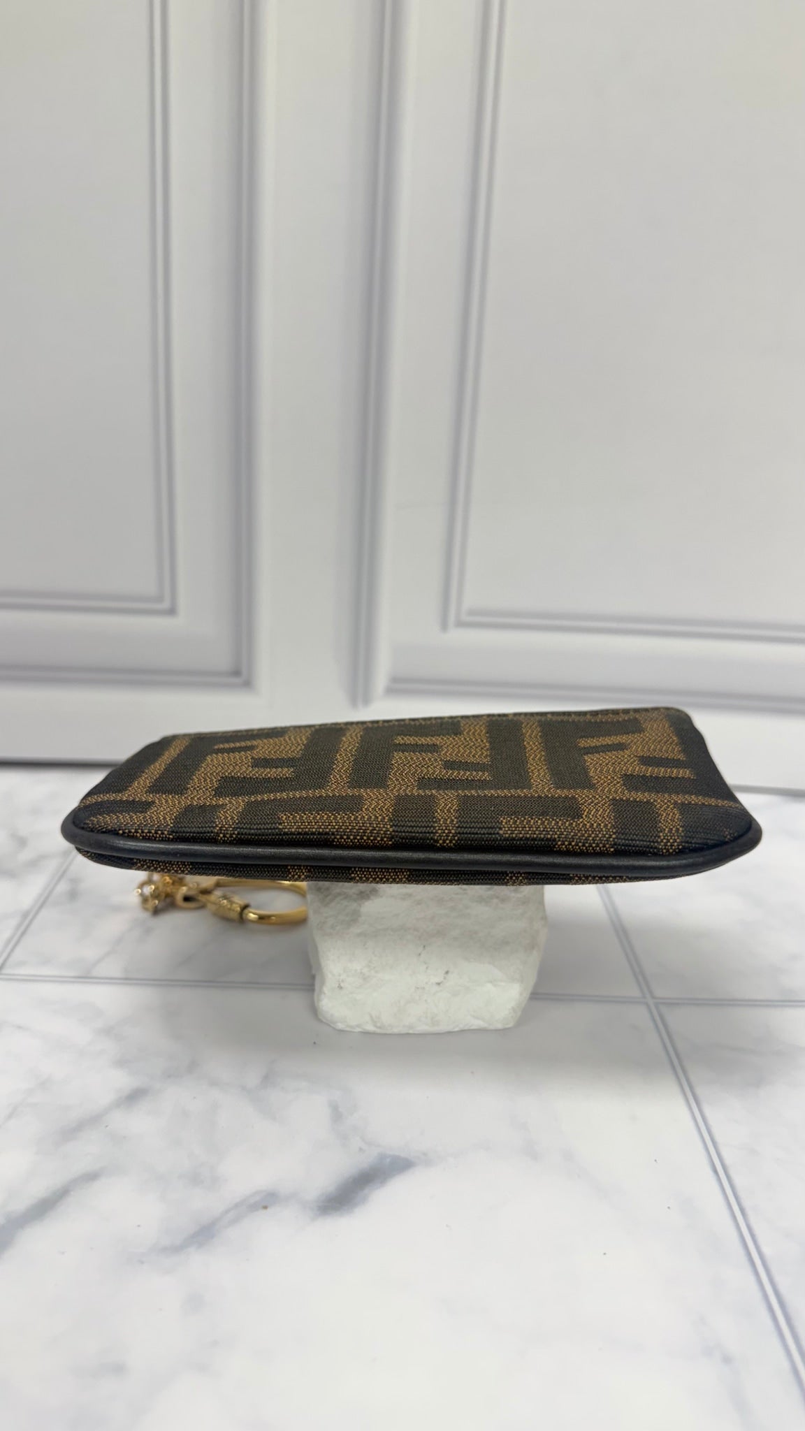 Fendi Brown Canvas Zucca Key Cles