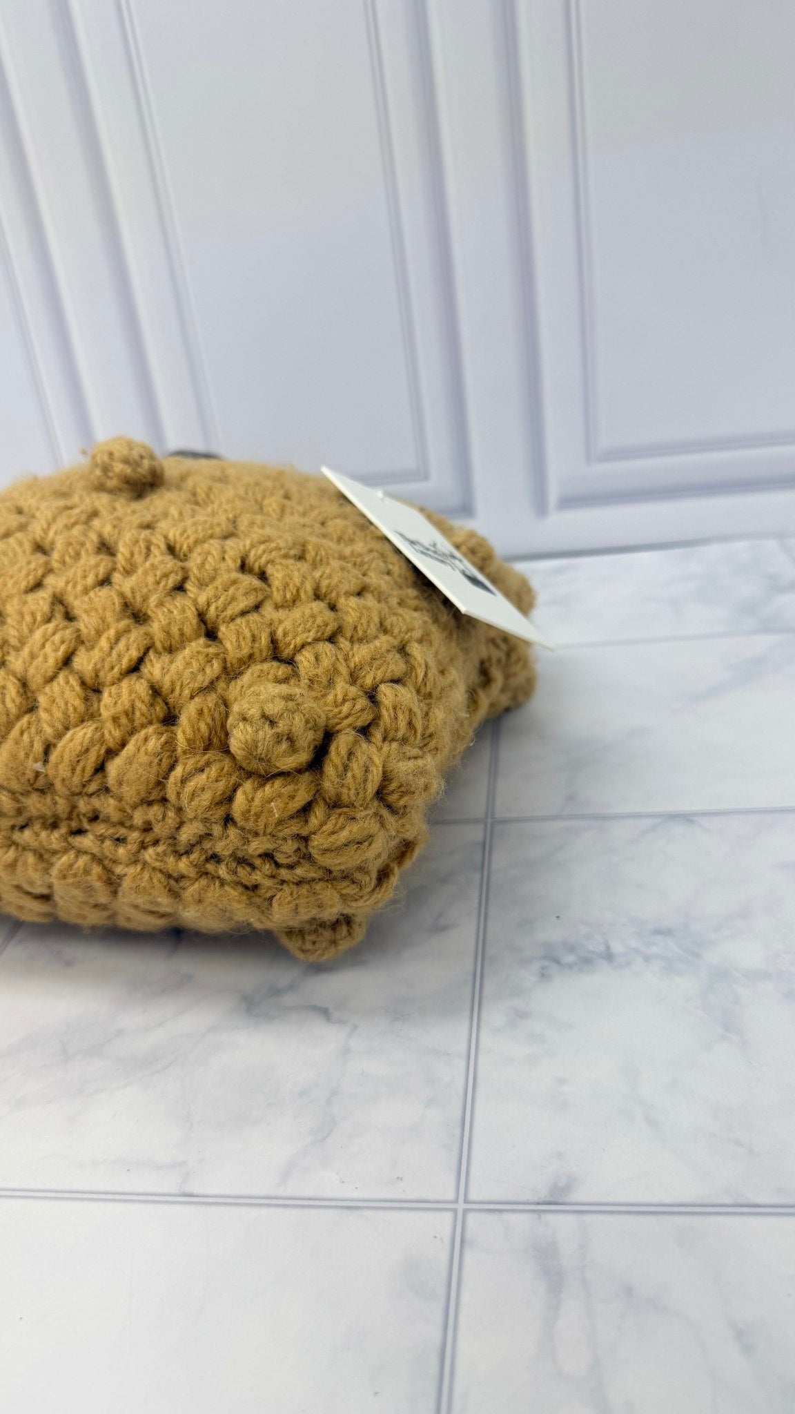 Fendi Camel Wool Crochet Knit Tote Bag 