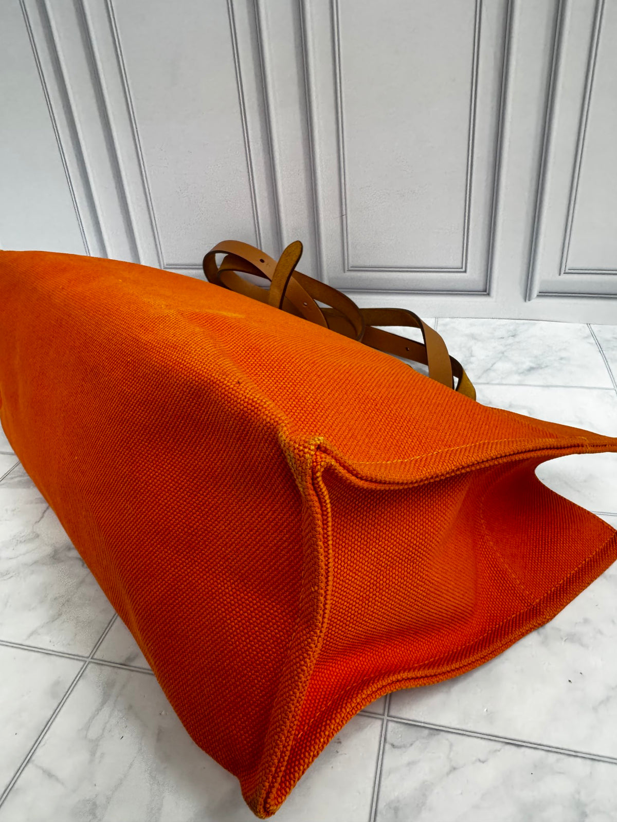 Hermes Orange Canvas Etriviere Elan Tote Bag