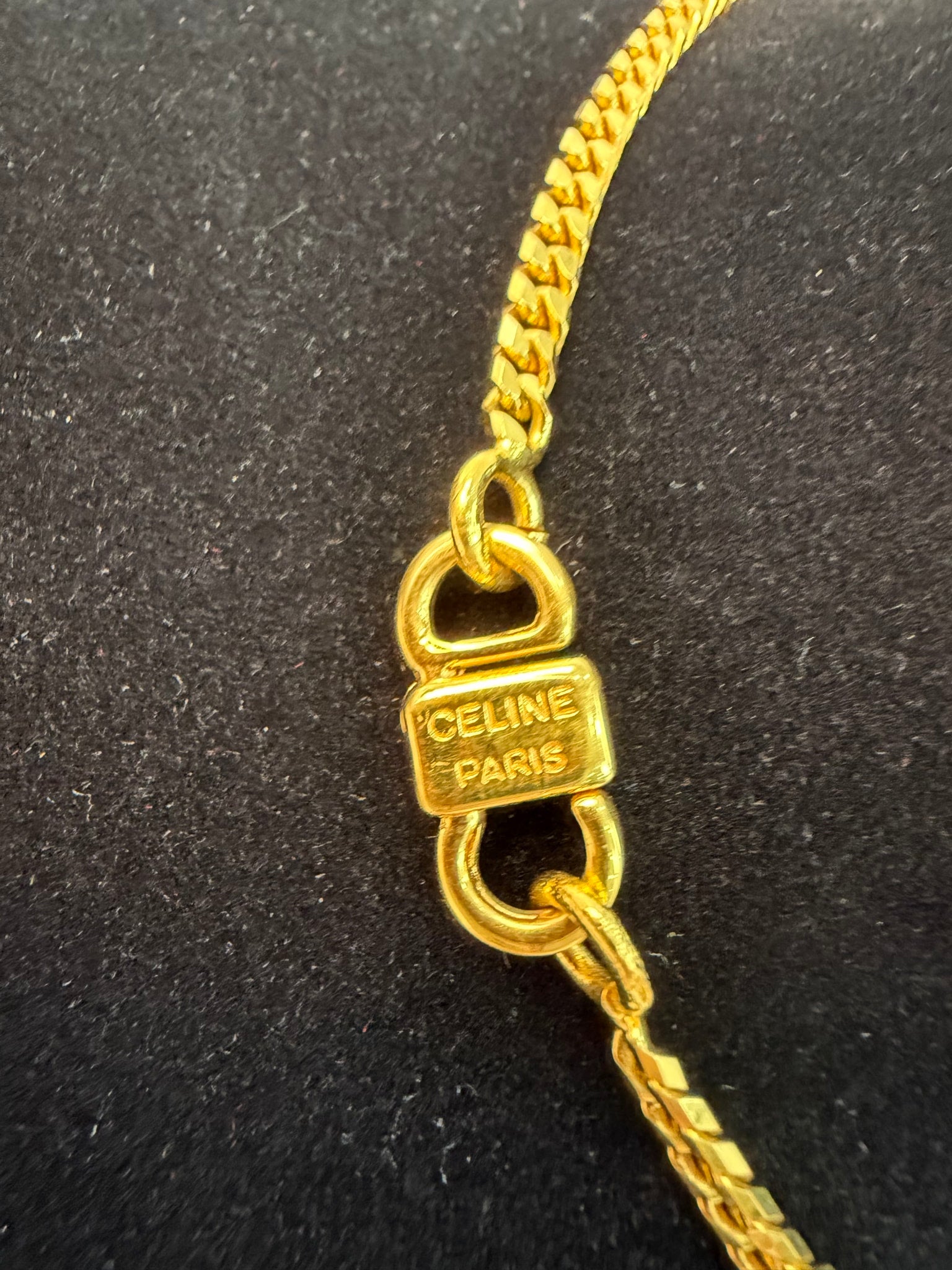 Celine Gold Horse Carriage Logo Necklace