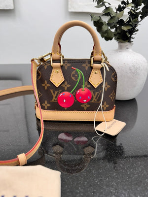 LIKE NEW - Louis Vuitton X Takashi Murakami Monogram Cerises Nano Alma