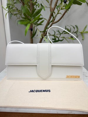 BRAND NEW - Jacquemus White Leather Le Bambino Long Shoulder Bag