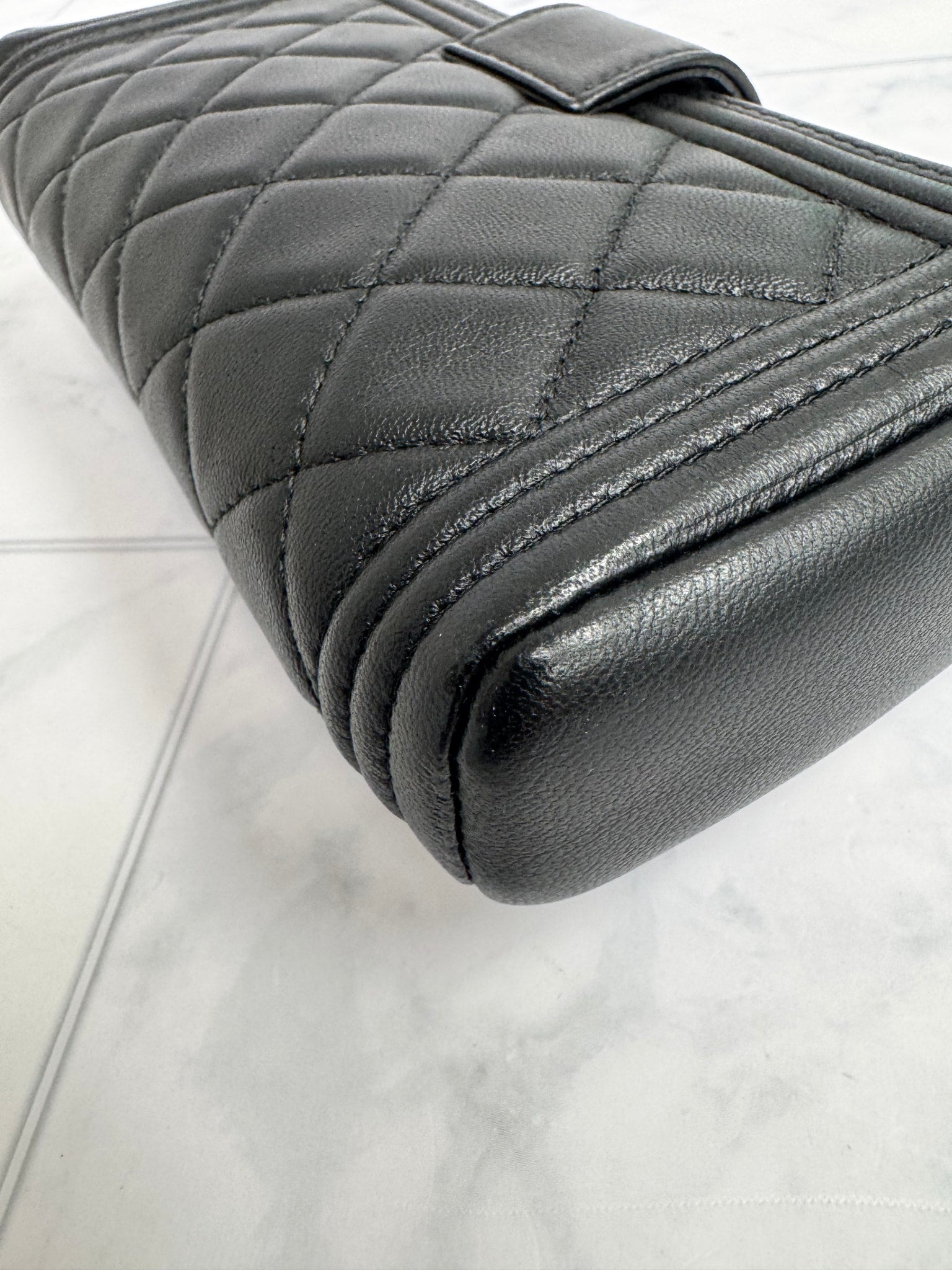 Chanel Black Quilted Leather Boy Clutch
