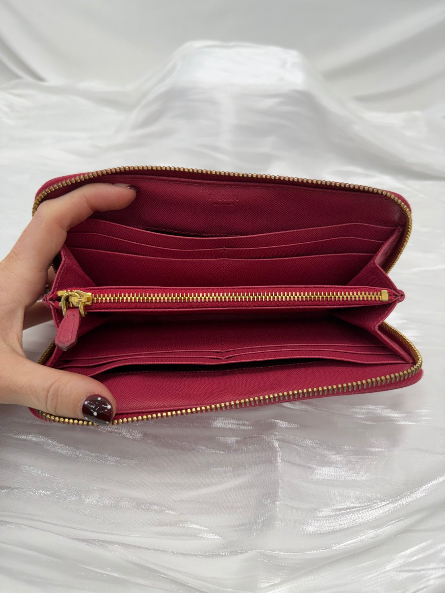 Prada Pink Saffiano Leather Zippy Wallet