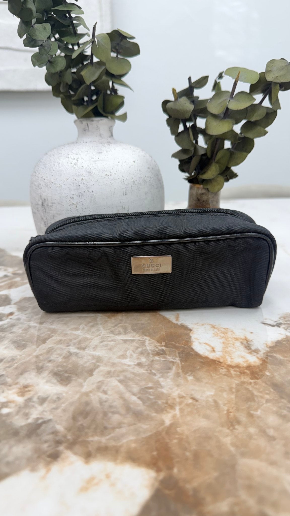 LIKE NEW -  Gucci Black Canvas Pouch 