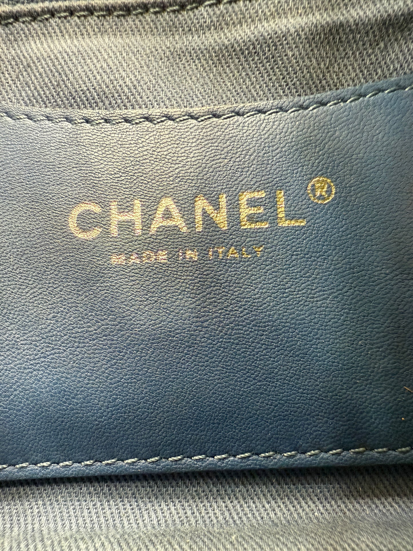 Chanel Blue Glazed Calfskin Just Mademoiselle Bowling Bag