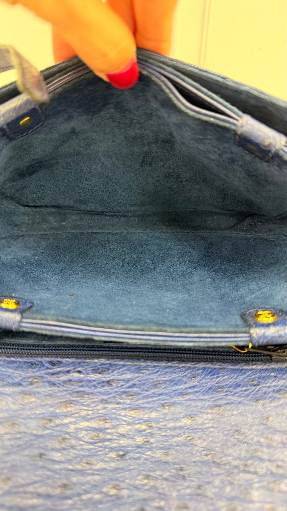 Gucci Blue Ostrich Leather Crossbody 