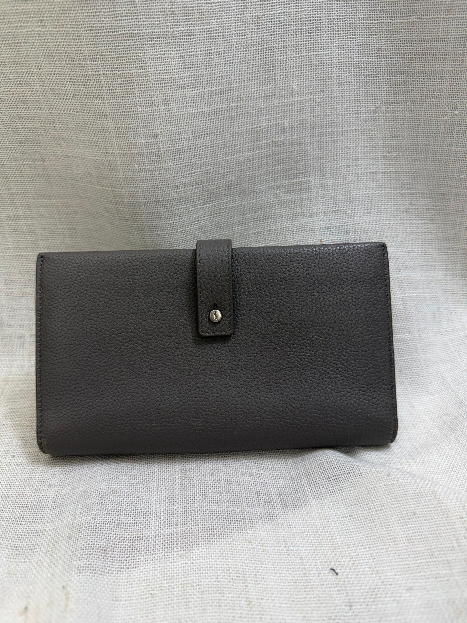 Saint Laurent YSL Grey Pebbled Leather Wallet
