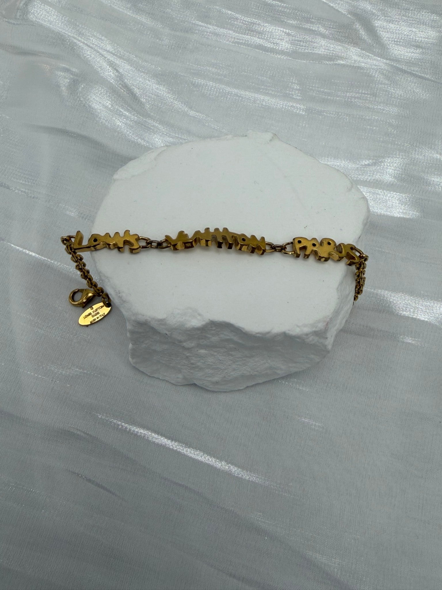Louis Vuitton Graffiti Logo Gold Tone Bracelet