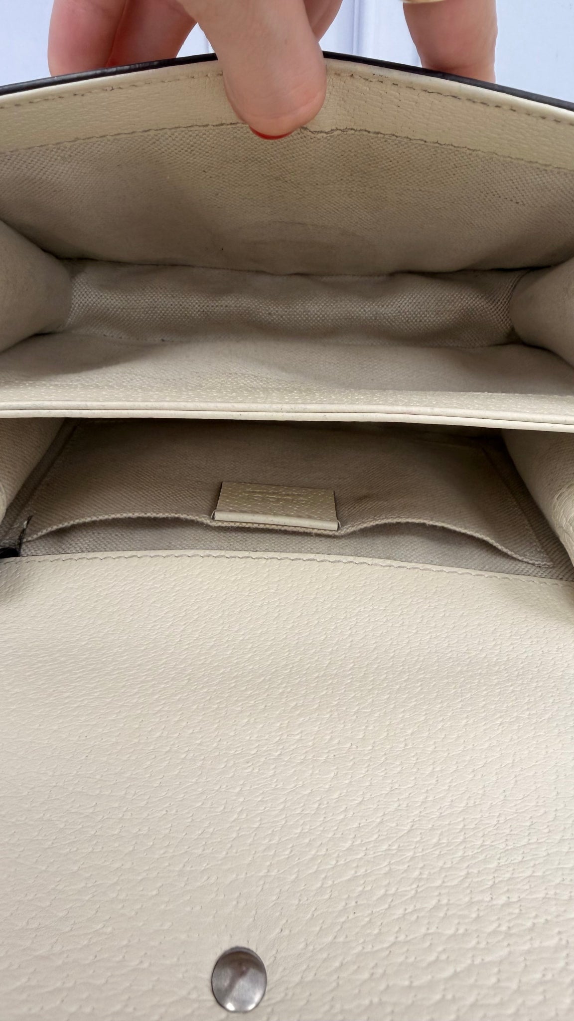 Gucci Ivory Grained Calfskin Leather Mini Dionysus Bamboo Top Handle Bag