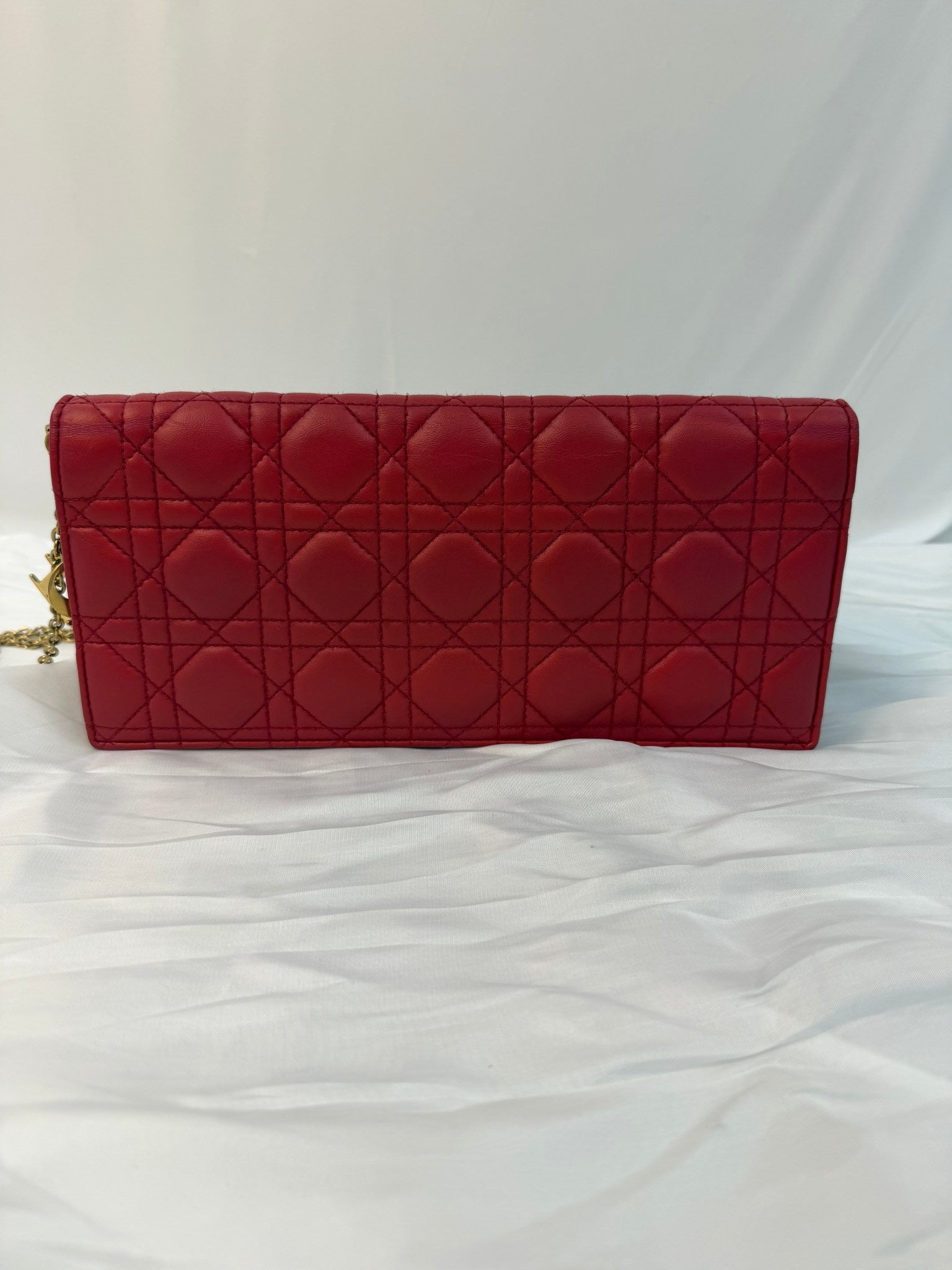 Christian Dior Red Leather Voyageur Wallet On Chain