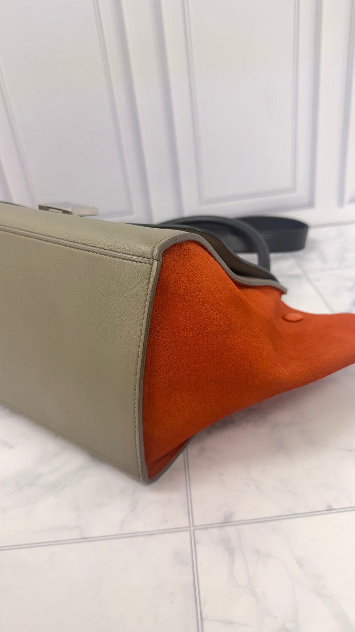 Celine Orange Tricolor Leather Small Trapeze 2Way Bag 