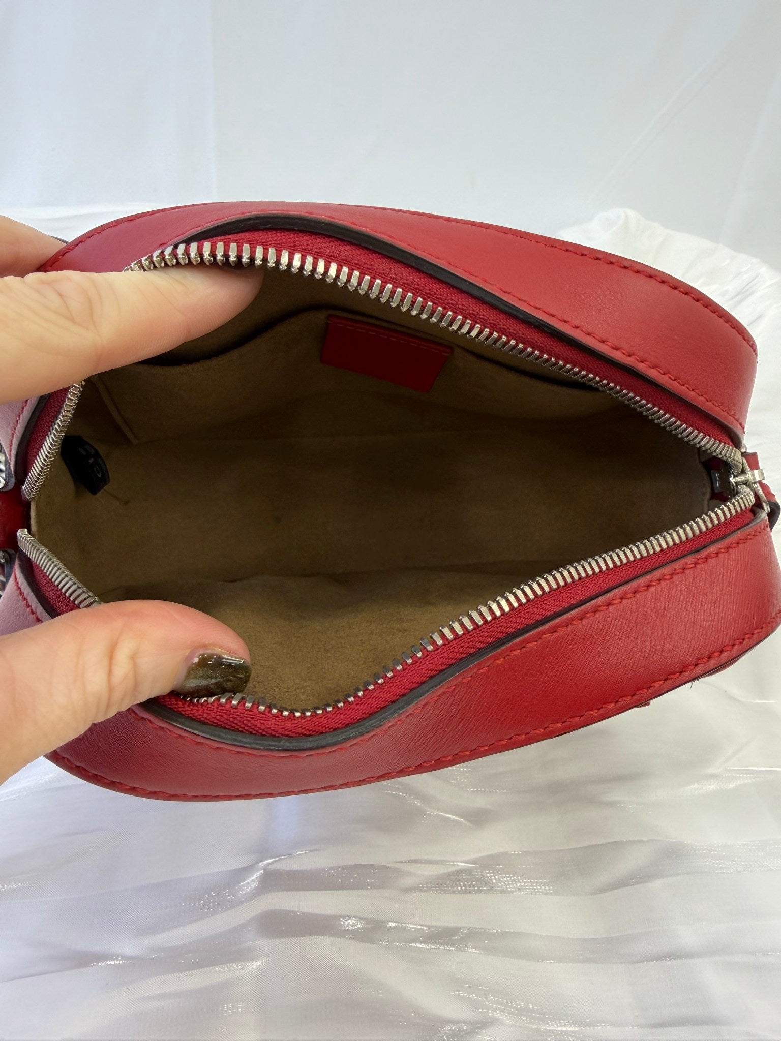 Gucci Red And GG Print Arabesque Chain Crossbody Bag