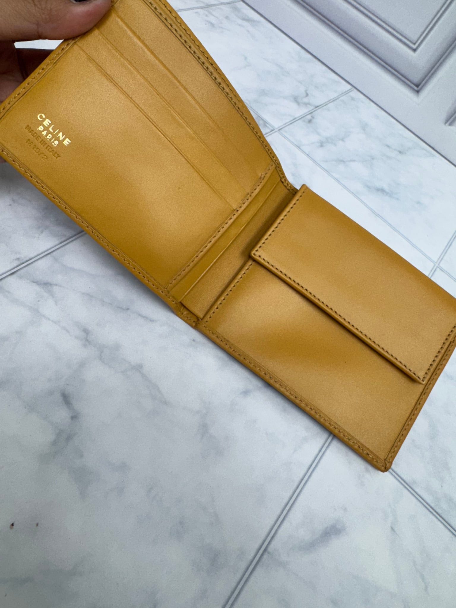 Celine Brown Macadam Coated Canvas Compact Wallet