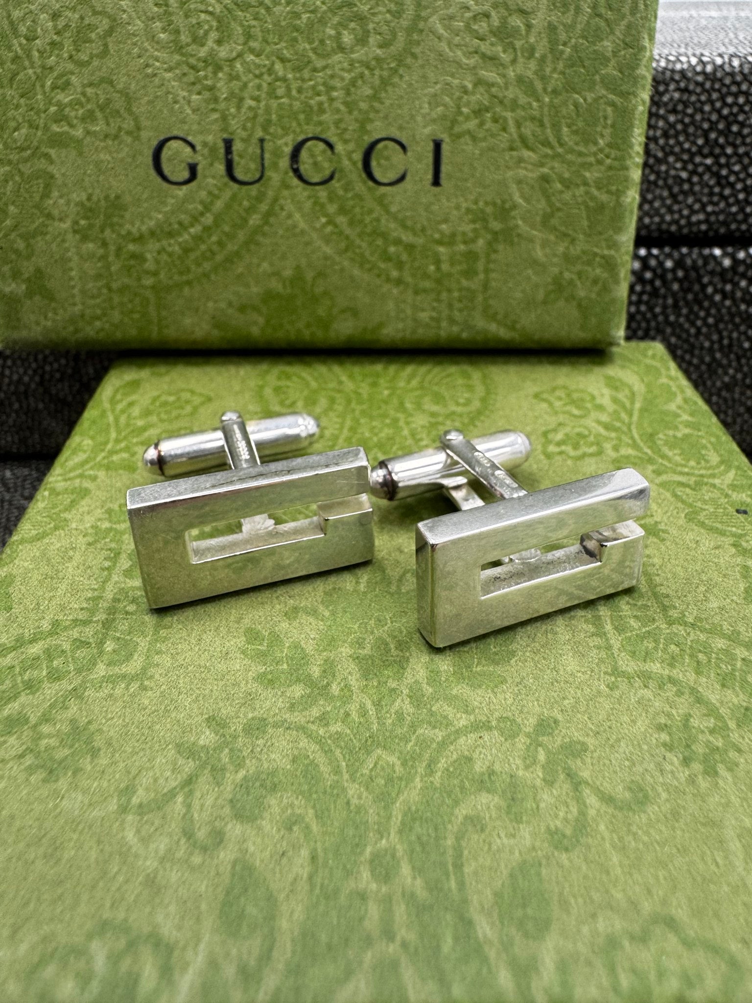 Gucci Silver Tone G Logo Cufflinks