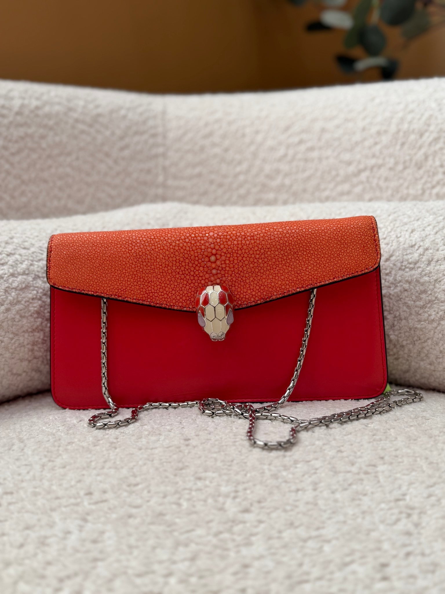 Bvlgari Orange Stingray Serpenti Bag