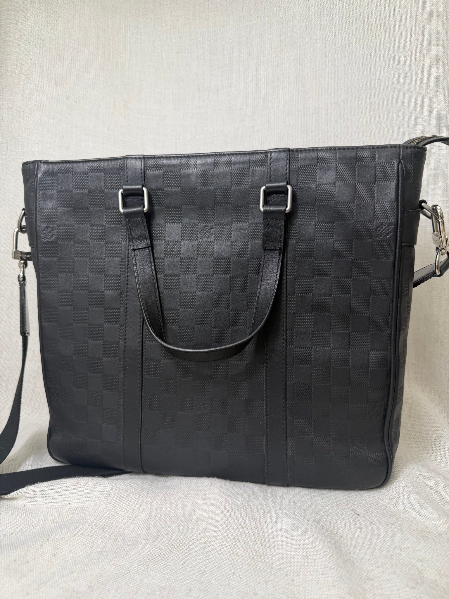 Louis Vuitton Black Leather  Damier Infinity PM Tote Bag