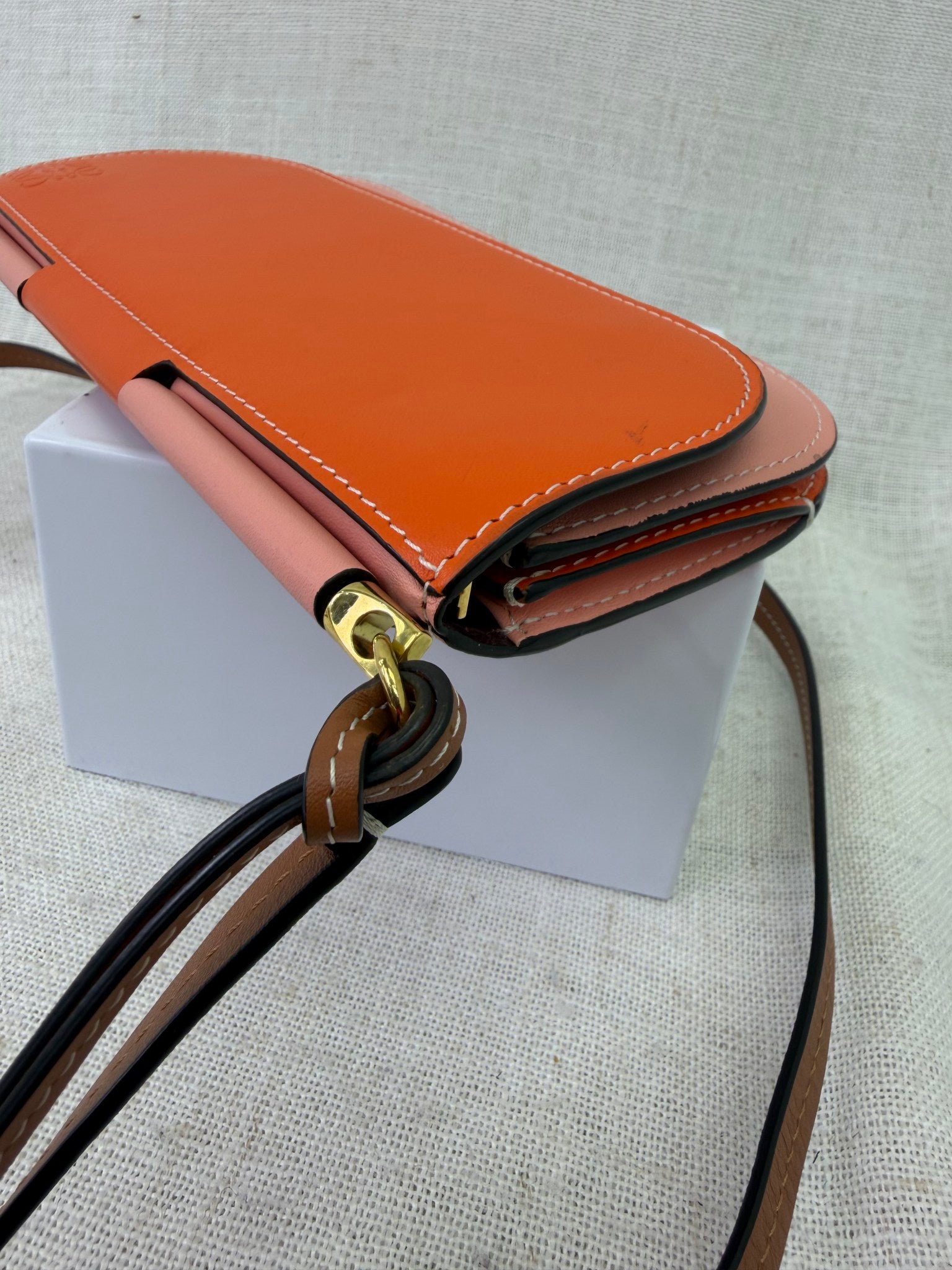 Loewe Orange & Pink Leather Gate Pochette Crossbody