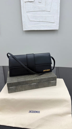BRAND NEW - Jacquemus Black Leather Le Bambino Long Shoulder Bag