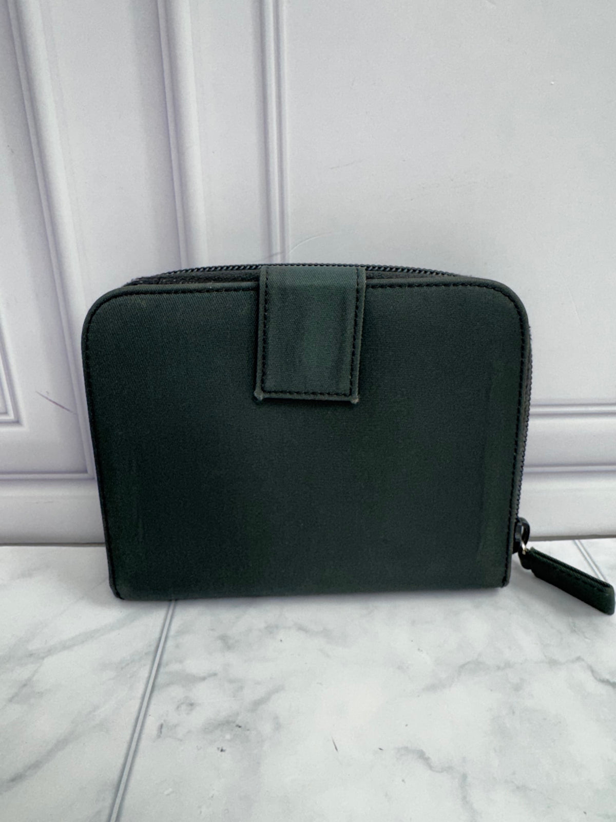 Prada Dark Green Nylon Compact Zippy Wallet