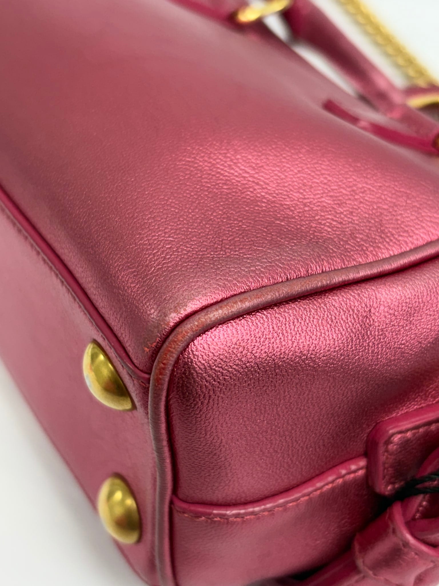 Saint Laurent YSL Metallic Pink Toy Duffle Bag