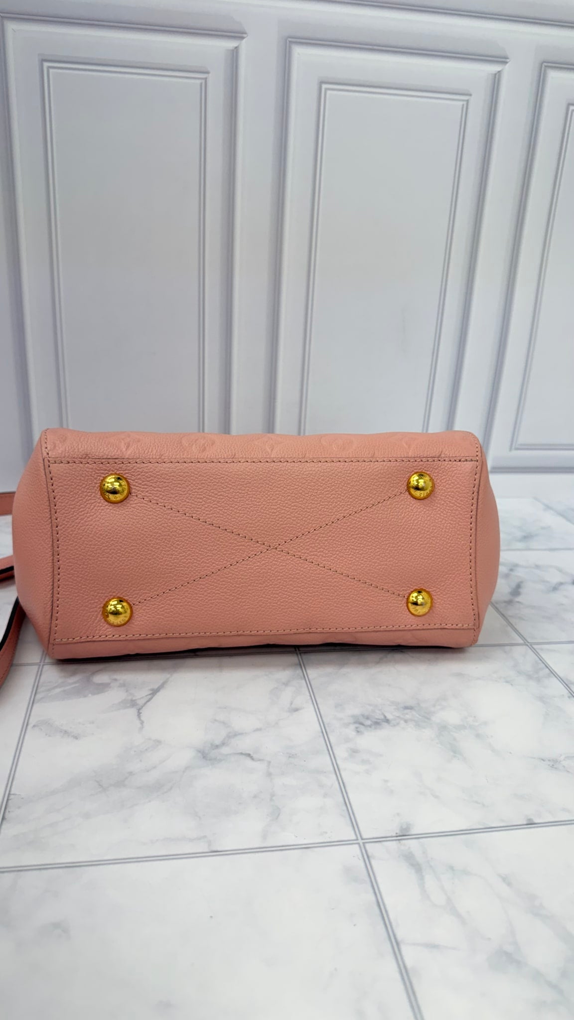 Louis Vuitton Pink Monogram Empreinte Leather Montaigne BB Handbag 