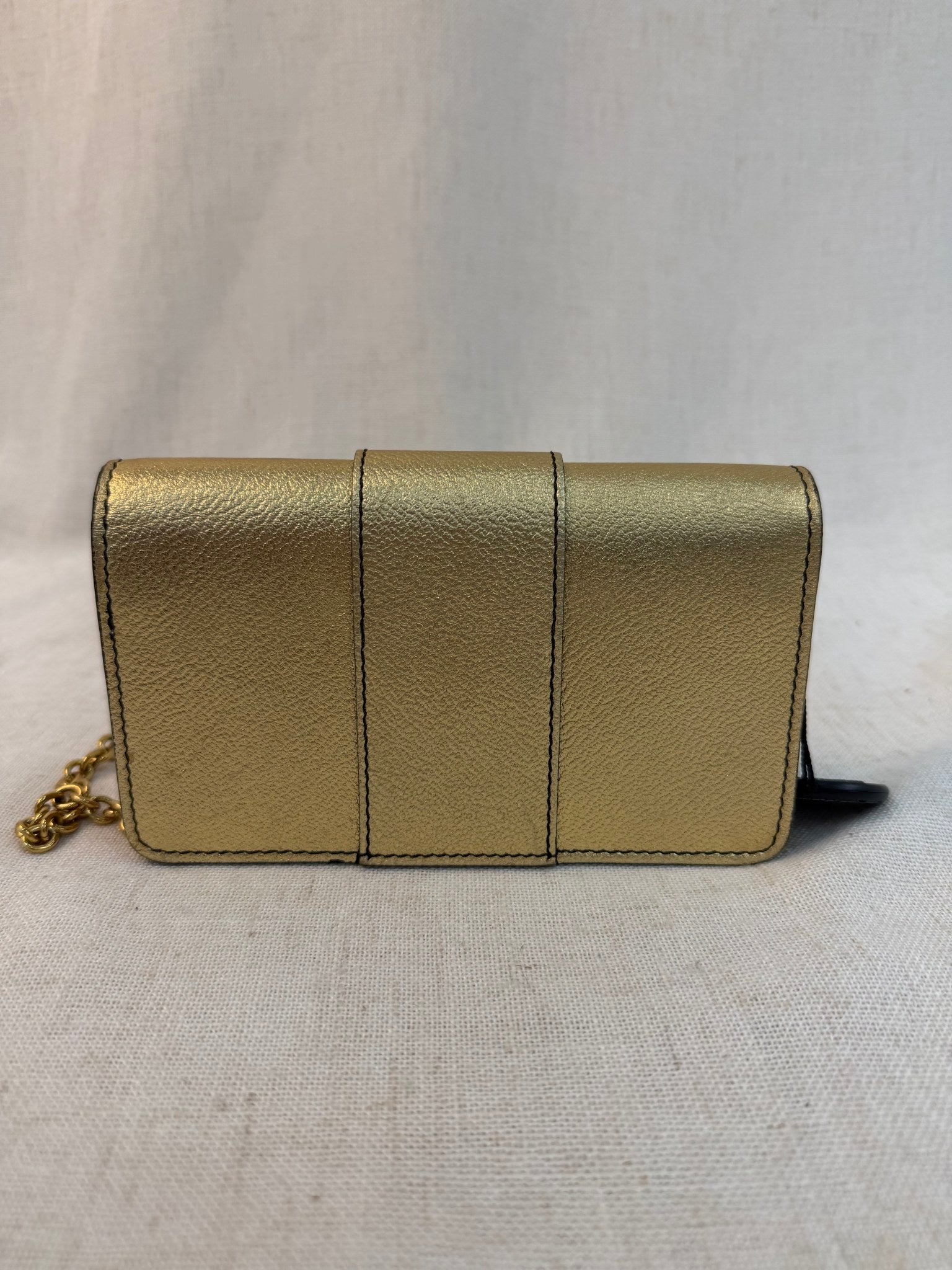 Burberry Gold Leather Mini Buckle Bag