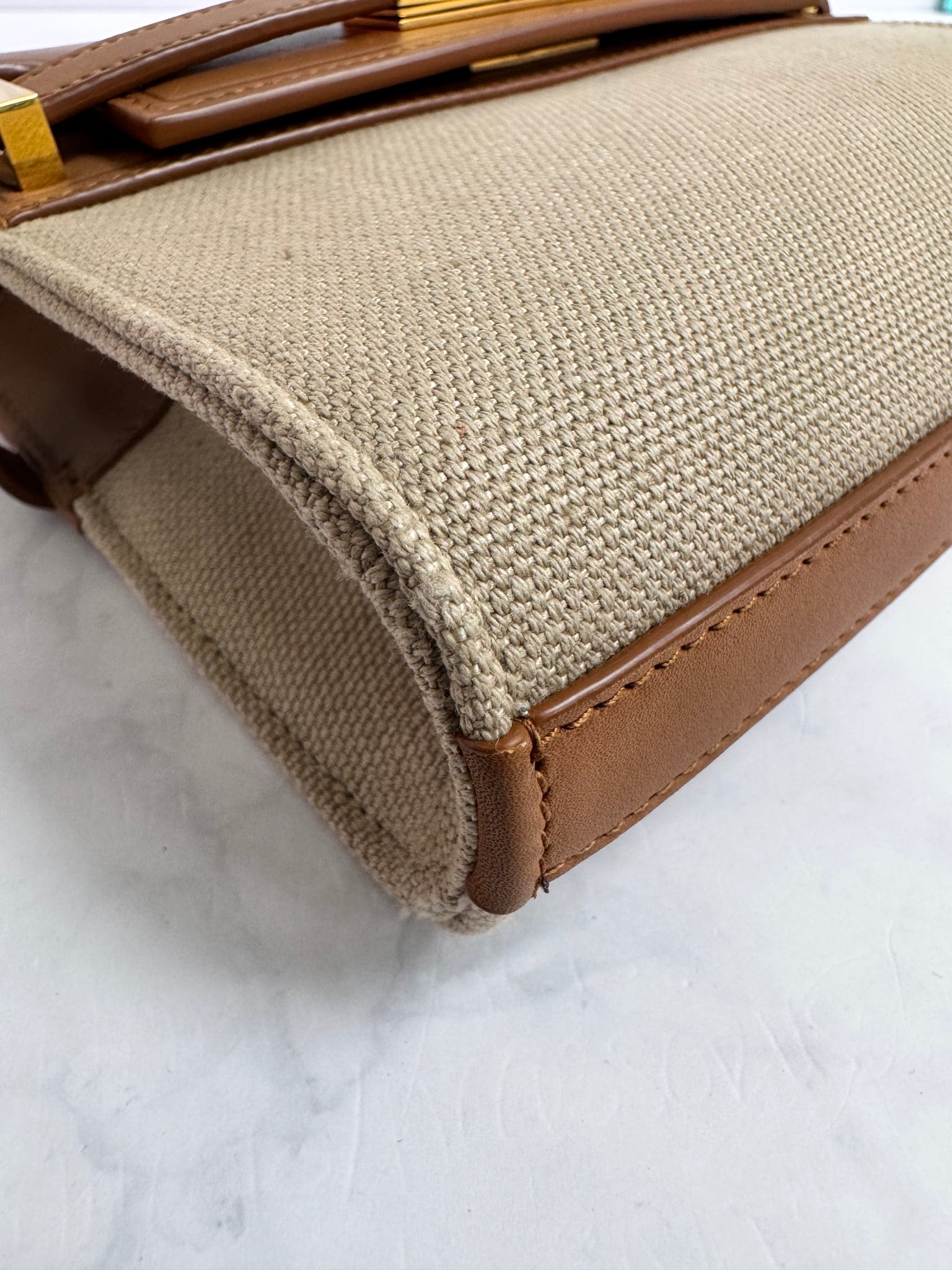 Saint Laurent YSL Brown Canvas Manhattan Crossbody