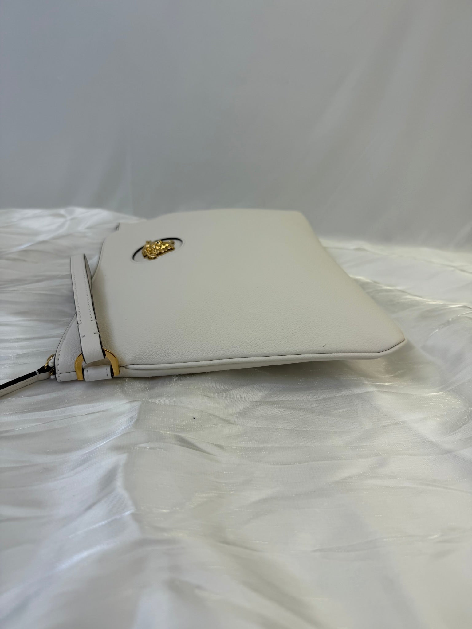 Versace White Leather Pouch With Strap