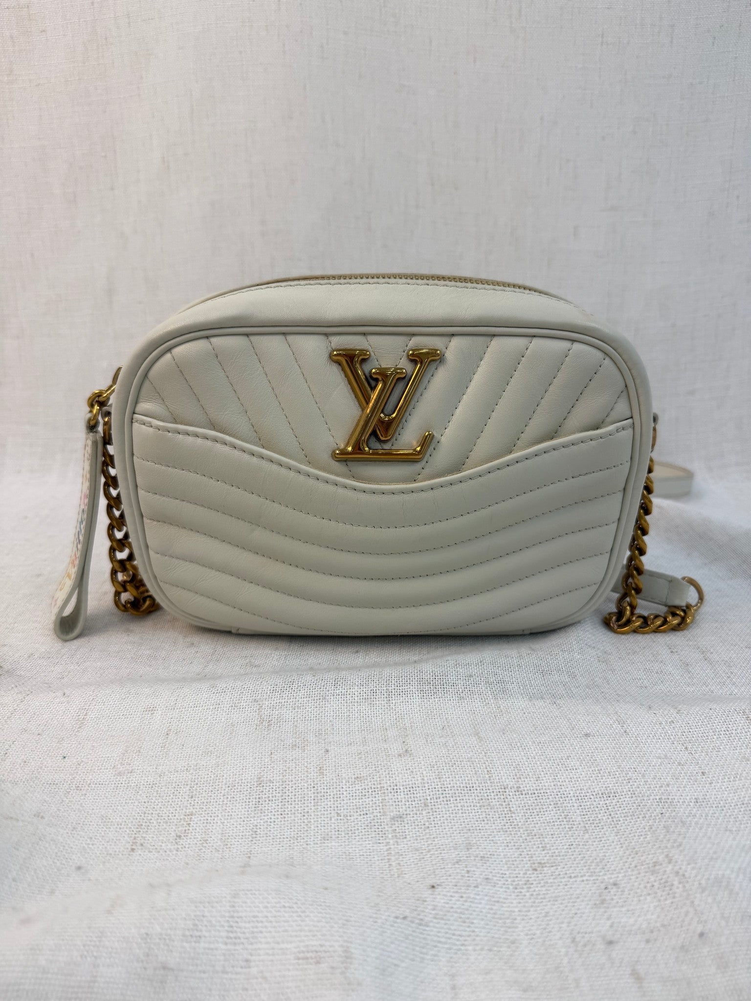 Louis Vuitton White Leather Wave Camera Bag