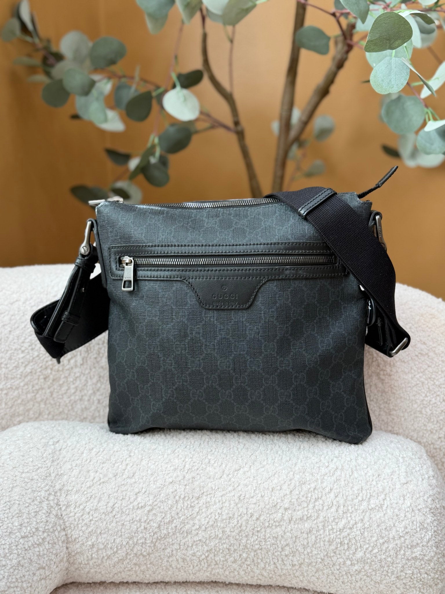 Gucci Black GG Coated Canvas Messenger Bag
