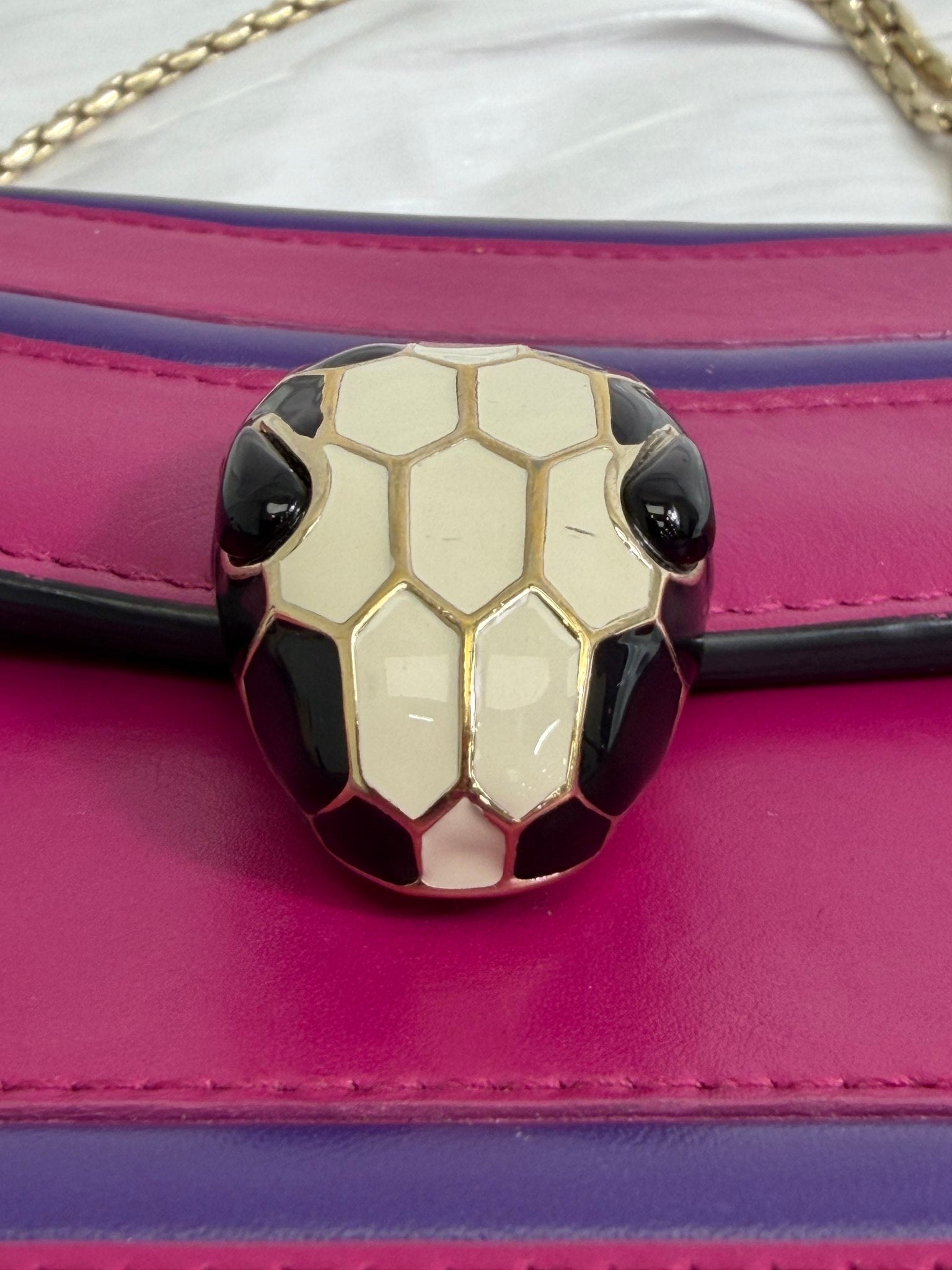 Bvlgari Pink and Purple Leather Serpenti Forever Bag