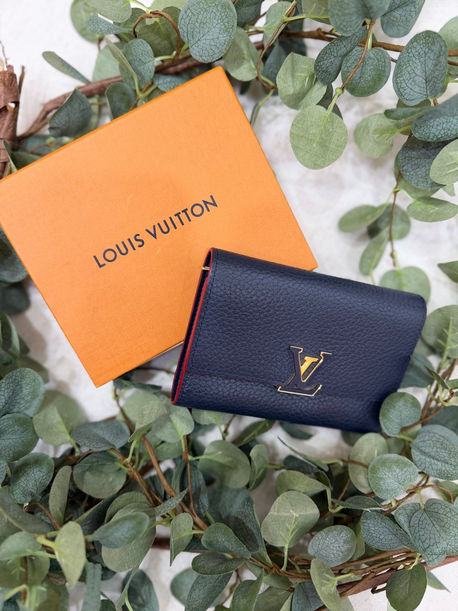 Louis Vuitton Navy Taurillon Leather Capucines Wallet