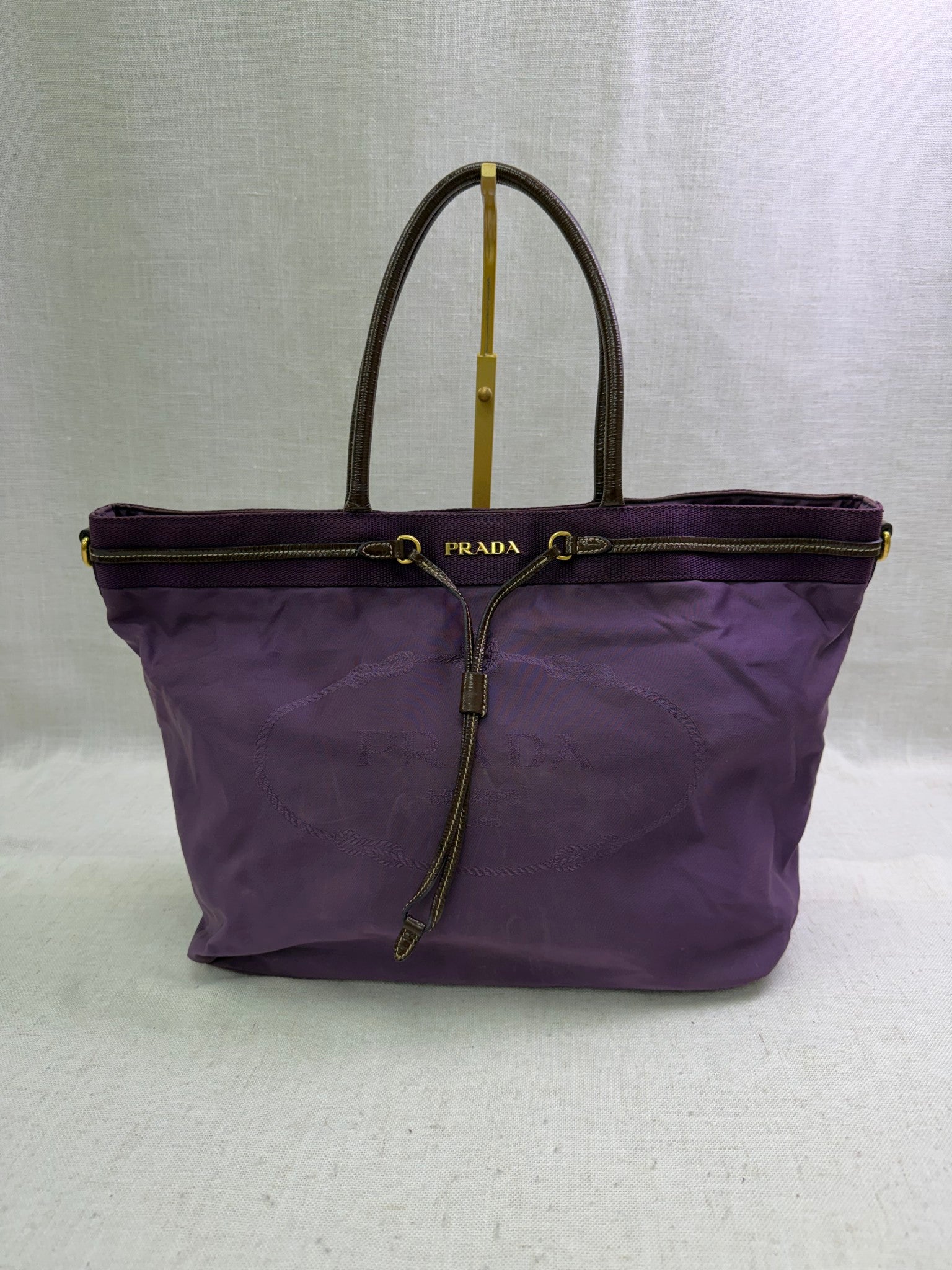 Prada Purple Nylon Logo Shoulder Tote