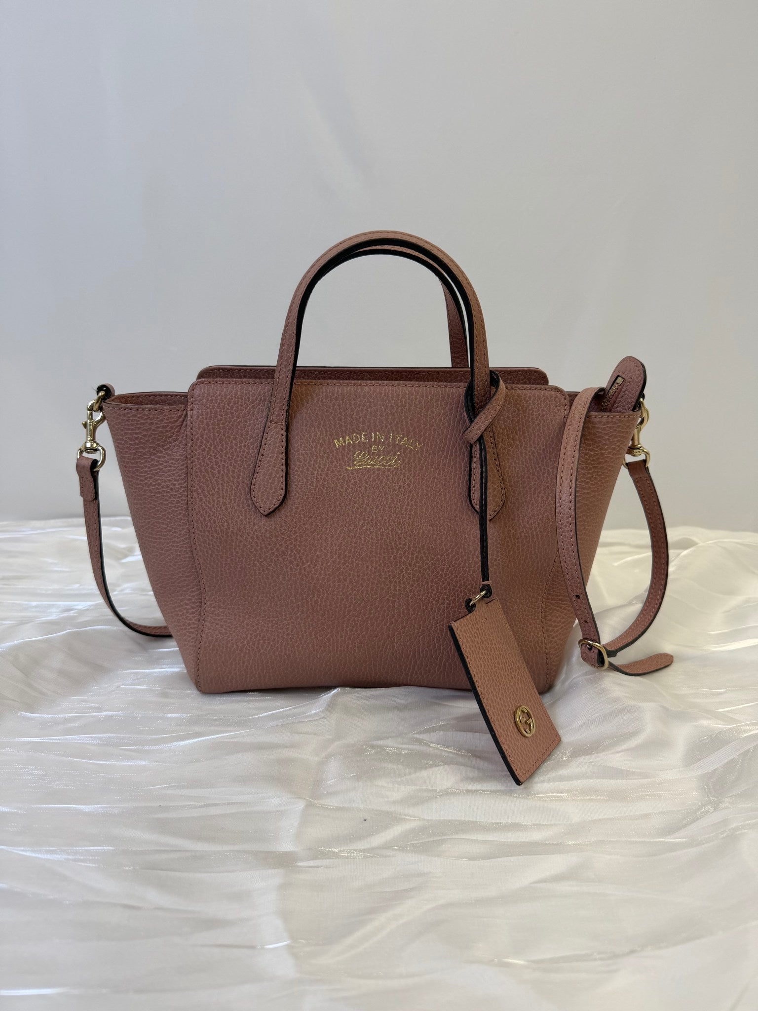 Gucci Light Pink Leather Two Way Swing Tote Bag