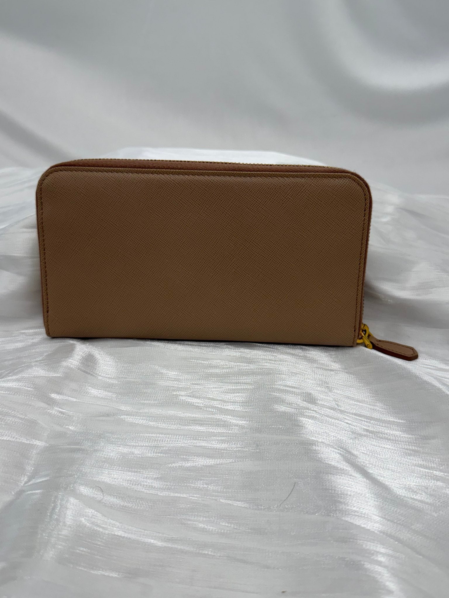Prada Nude Saffiano Leather Zippy Wallet