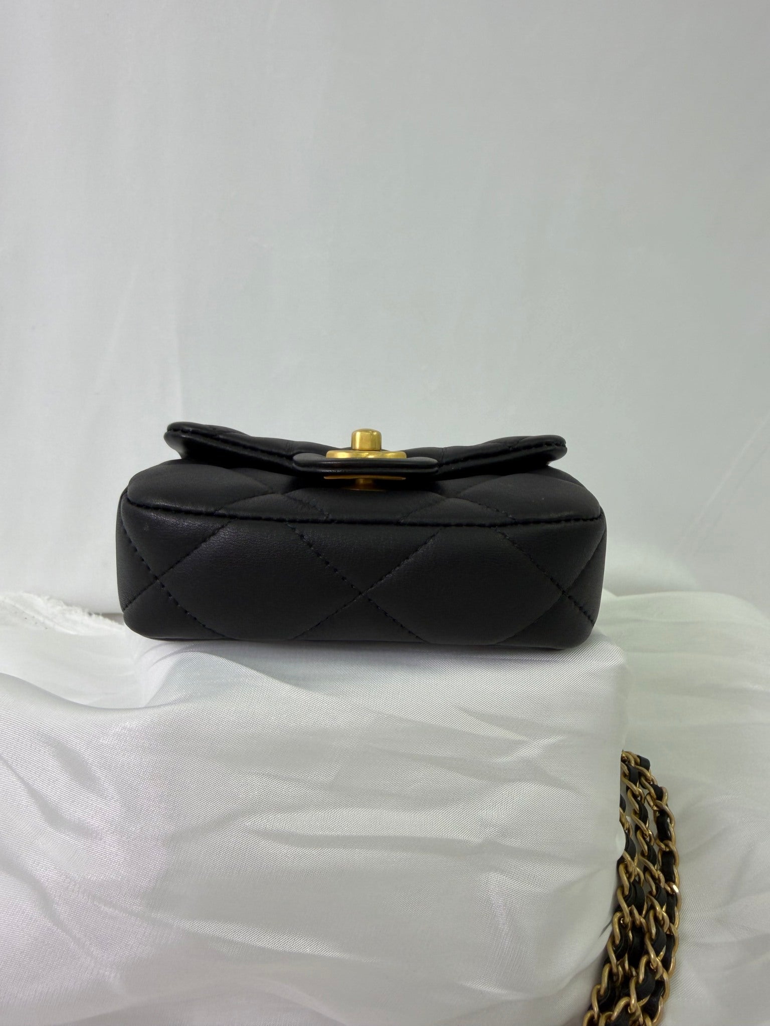 Chanel Black Lambskin Flap Card Holder Bag